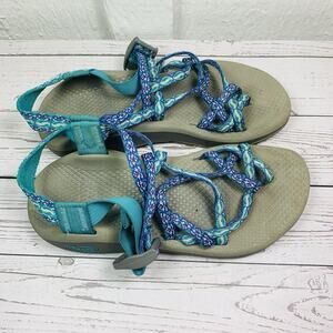 CHACO ZX/2 Classic Gray Teal Toe Loop Sandals Womens Size 6 Strappy Outdoors